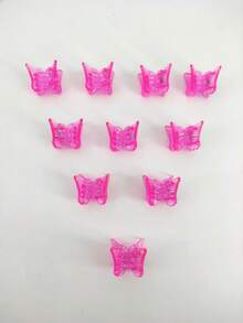 10/20/30pcs 2cm Small Elegant Cute ABS Plastic Butterfly Hair Clips, Suitable For Daily Wear - Hot Pink - View 3
