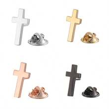 优质男女通用十字胸针，多色时尚商务西装翻领别针，简约防滑衣服和鞋子配饰 - 彩色 - 查看 2