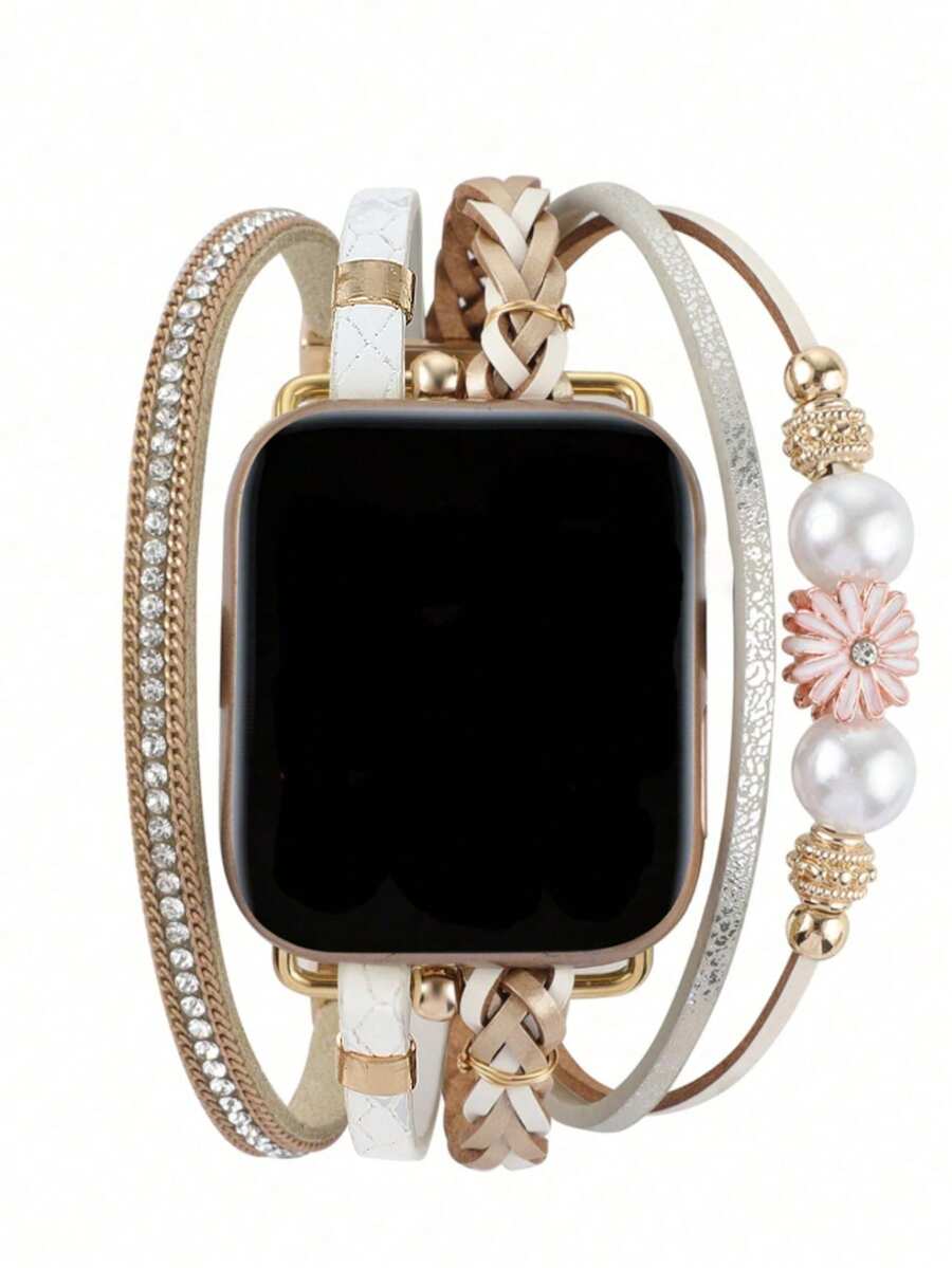 1 dây đeo bằng da sang trọng họa tiết hoa tương thích với đồng hồ Apple Watch 41mm 40mm 38mm 45mm 44mm 42mm 49mm dành cho nữ, vòng tay Boho trang sức dây đeo đồng hồ nhiều lớp tương thích với đồng hồ Apple Watch Series Ultra 9 8 7 6 5 4 3 2 1 SE Valentine