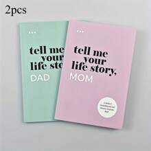 2pcs "Tell Me Your Story" Family Heritage Diaries - Parents' Guide Memory Books, English Language Commemorative Diaries | Perfect Gifts For Mother's Day, Father's Day, Birthdays, Christmas,School Supplies,Back To School