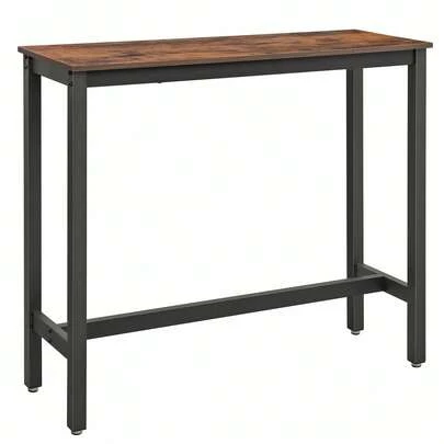 VASAGLE Desks Bureau 120 x 40 x 100 cm Mange-Debout-Table de Bar étroite-Structure en métal Solide-Design Industriel-Marron Vintage-Noir, Bois d'ingénierie Acier allié