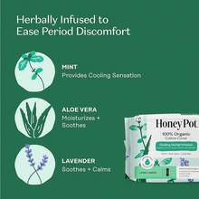 Honey Pot Company - Herbal Pads For Women - Super W/Wings - Infused W/Essential Oils For Cooling Effect, Organic Cotton Cover, & Ultra-Absorbent Pulp Core - Feminine Care - FSA & HSA - 16 Ct - Bút kẻ mắt thảo dược dài - Xem 3
