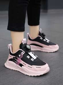 1 双儿童运动鞋，旋转扣，男孩/女孩，PU 鞋面，四季皆宜，返校，轻便，易于穿脱