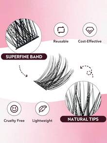 MEM 384片假睫毛套装,DIY睫毛嫁接,长款混合单根睫毛簇,大容量DIY睫毛嫁接入门套装,柔软舒适,易于使用,睫毛簇,单根睫毛,假睫毛 - 黑色 - 查看 6