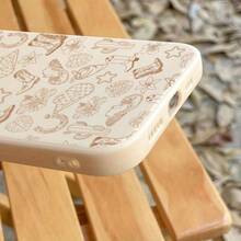 Funda de teléfono 1PC VintageCactus & Boot & Hat Pattern Phone, funda protectora decorativa para teléfono 16 Pro 15 Plus 14 13 12 11 - Blanco - Ver 4