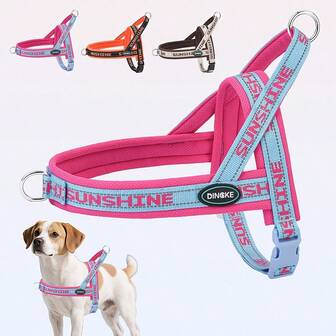HP394 Fashion Letter Webbing Adjustable Dog Harness - Anti-Suffocation, Anti-Escape, Quick Release Buckle, Tension-Free Design - Great For Running And Walking, Suitable Harness For Small, Medium And Large Dogs