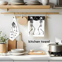 1 set/2 buc prosoape de vase cu model de craniu de Halloween, bureți abrazivi, potrivite pentru restaurante, bucătării, băi, decorațiuni de sărbători, decorațiuni pentru întâlniri de familie, decorațiuni pentru casă, articole de uz casnic, cadouri pentru vârstnici și prieteni