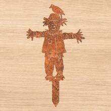 1pc Rusty Metal Scarecrow Fall Decor, Scarecrow Garden Sculpture, Harvest Wall Art, Scarecrow Garden Statues, Fall Outdoor Decor, Garden Ornaments For Thanksgiving, Halloween, Christmas