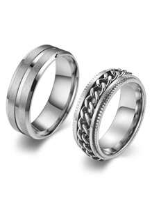 4 Stücke Mode Edelstahl Herren Einzelring Schwarz geprägt mattiert Dekoration Alltag Tragen