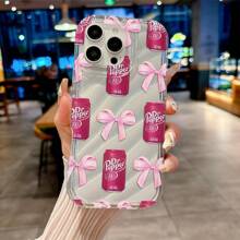 Bow-Knot 1pc Transparent Bow Drink Bottle Design Phone Case, Silicone Airbag Shock-Proof, Personalized Phone Case Compatible With IPhone 7/7Plus/8/8Plus/X/XR/XS/XS Max/11/11Pro/11Pro Max/12/12Pro/12Pro Max/13/13Pro/13Pro Max/14/14Pro/14Pro Max/14Plus/15/15Pro/15Pro Max