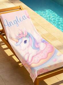 1 Pezzo Asciugamano da spiaggia con stampa di unicorno personalizzabile con nome, super morbido, rettangolare, ad asciugatura rapida, leggero, essenziale per la piscina, lo yoga, i viaggi estivi, articolo di moda per le gite in spiaggia e il miglior accessorio da spiaggia - Macaron unicorn - Visualizzare 6