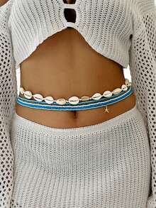 6 款波西米亚度假风格贝壳、米珠、腰链、沙滩海星、身体首饰链，女士