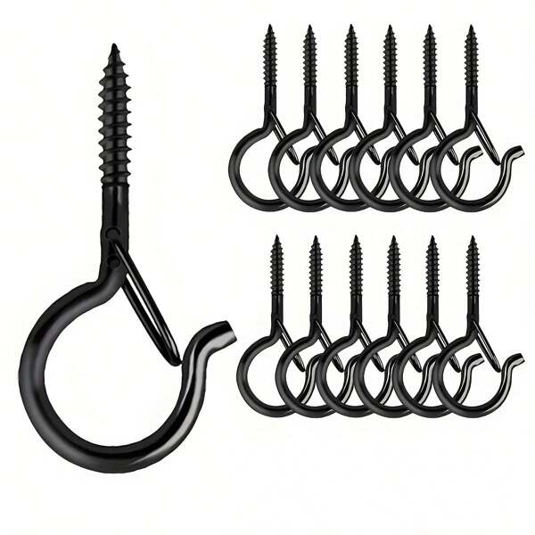 20pcs Heavy Duty Metal Q Hooks With Lock,Rust-Resistant Screw Hooks For Hanging String Lights, Bird Feeders, Plants, Wind Chimes, And Holiday Decorations.
