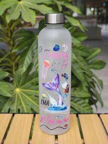 1pc 33OZ Plastic Water Bottle With Metal Cap, Fashion Design, Multiple Patterns Available Including 3D Patterns, Portable And Durable, Suitable For School, Camping, Sports, Fitness, Parties, Travel, Holiday Gifts And More
