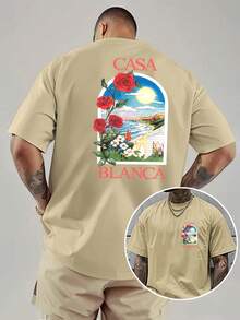 Camiseta de Manga Corta Casual y Holgada para Hombre - Estampado de y Rosa de la Casa Blanca, Camisa de Verano Roja Brillante, Cuello Redondo Transpirable, Regalo Lavable aáquina para Él, Ropa de Vacaciones en la Playa, Camisa de Inspiración Retro, Top de Fácil Cuidado, Camiseta de Uso Diario, Diseño Vintage, Camiseta Ligera con Estampado, Moda de - Blanco - Ver 6