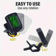 1 Stück präziser Clip-On Gitarren Stimmgerät mit 360 Grad drehbarem digitalem Display - hervorragend für akustische Gitarre, Ukulele, Bass, Violine, Banjo und chromatisches Stimmen, sehr praktisch für Violine, Gitarre, E-Gitarre, Schlagzeug, Sym, Gitarrenzubehör, Basssaiten, Gitarrensaiten, Irig 2, Bass, klassische Gitarrensaiten