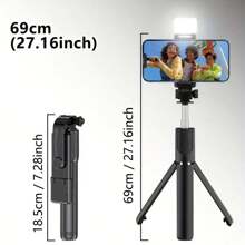 Scalable Phone Selfie Stick With Built-In Fill Light Telescopic Phone Selfie Stick With Built-In Light, Professional Live Streaming Tripod, Wireless Remote 360° Rotating Smartphone Tripod For Hiking/Travel/Vlog/Outdoor For Summer Vacation, Travel, Outdoor Activities, Live Streaming, Stable Recording