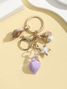 1 件全新创意逼真海洋生物海星和贝壳吊坠夜光水晶海星和贝壳吊坠女士包包吊坠礼物送给朋友适合日常使用海滩配饰海滩必需品度假