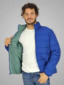 Chamarra Básica para Hombre HPC Polo – Estilo Casual, Ligera y Cómoda, Modelo Puffer Sin Gorro, Ideal para Uso Diario y Climas Frescos - azul real - Ver 4
