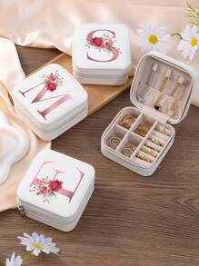 1 Pc A-Z Letter Jewelry Box Ring Storage Box Necklace Storage Box Gifts For Girls Bridesmaid Gifts Mom Gift Ideal Gift White Jewelry Box Pink Jewelry Box