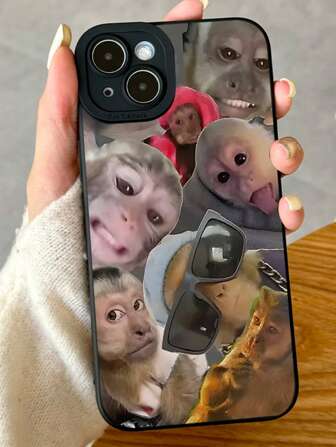 表情猴子图案全屏坚固手机壳，防摔设计，适用于 XR/XS/11/12/13/14/15/16 系列
