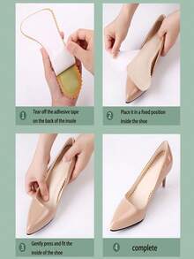1 双女士高跟鞋鞋垫，3/4 长度鞋垫，适用于高跟鞋、平底鞋、凉鞋，防滑、超薄透气吸汗自粘鞋垫