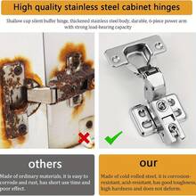 2 个液压橱柜铰链、缓冲橱柜铰链、橱柜铰链、可调节橱柜门铰链、易于安装 - 銀色 - 查看 3
