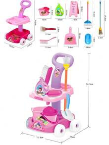 10-Piece Children's Pretend Play Toy Set, Including Bathroom Accessories, A Shopping Cart, And Miniature Household Storage Tools. Suitable For Parent-Child Interaction And Role-Playing, And Makes A Great Gift For Boys And Girls Aged 3-12. (Accessory Colors Are Random) (Packaging Image Is For Reference Only) - Multicolor - View 11
