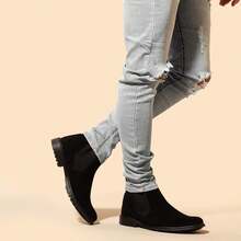 Men's Chelsea Boots Suede Leather - 黑色 - 查看 1