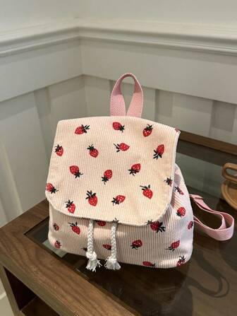 Nueva mochila de moda elegante y versátil para mujer con estampado de fresa