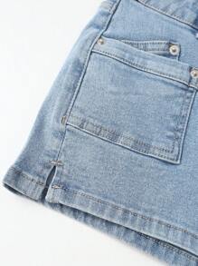 Shorts di jeans casual per donne, di colore solido, sexy, con tasche, cerniera e bottoni, adatti per l'estate, le vacanze e i viaggi