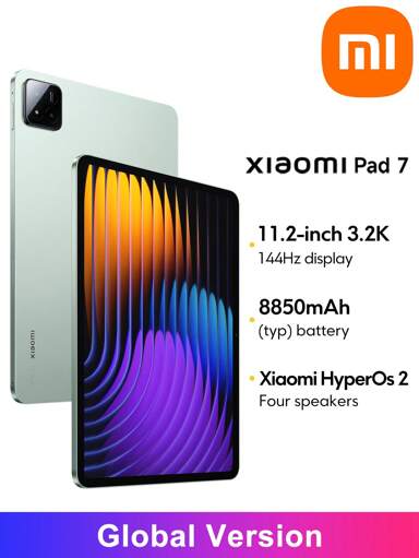  Xiaomi Pad 7 Global Version Snapdragon 7+Gen 3 Mobile Platform 11.2 Inch 3.2K 144Hz Crystal-Clear Display 3200 X 2136 Resolution Xiaomi HyperOS 2 8850mAh 45W Turbo Charging
