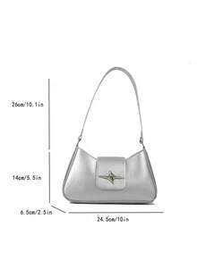 Y2K 风格黑色星形金属配件单肩包 - 晚装和休闲钱包，女士小手提包