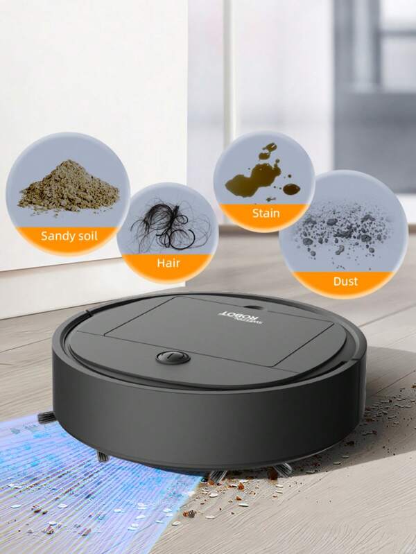 Random Color 3-In-1 Robot Vacuum And Mop Combo, USB Rechargeable, Strong Suction, 60 Min Runtime, Slim Low-Noise Design, Suitable For Pet Hair, Hard Floors And Daily Cleaning, Auto-Directional Mop, Pet Hair Cleaner | Robot Vacuum | USB Rechargeable