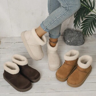 Botas de nieve hasta la pantorrilla para mujer 2025 Nuevas botas altas de invierno con plataforma, resistentes al deslizamiento, impermeables y con forro térmico grueso