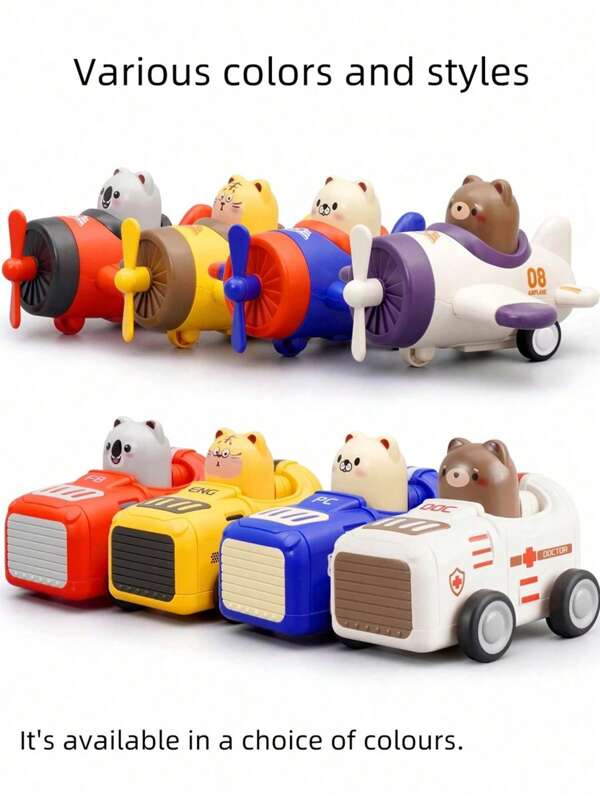 1 pièce Jouet de voiture de course à inertie à presser, voitures jouets d'animaux de bande dessinée. Petites voitures jouets pour enfants, petits cadeaux, rentrée scolaire