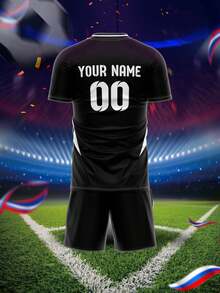 Customized Pattern, Logo, Name & Number Unisex Soccer Jersey, Breathable Quick Dry Sporty T-Shirt Suitable For Badminton, Volleyball & Football Training