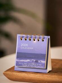 Mini 2026 Desk Calendar, Creative Landscape Calendar, Student Note Desktop Ornaments, Suitable For Home, School Season, Back To School Rewards, Etc.