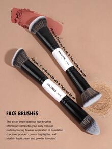 MAANGE 2支/5支装双头多功能化妆刷套装，包含：面部刷、散粉刷、腮红刷、遮瑕刷、轮廓刷、鼻影刷、眼影刷、细节刷、粉底刷、高光刷。采用优质合成毛，经久耐用，适用于日常面部彩妆，可用于液体、膏状和粉状产品。可用于打圈、晕染和面部护理。美容美妆配件，送给女性和女孩的礼物，旅行必备，情人节礼物，价格实惠，旅行化妆刷，送给女性的礼物，化妆师，专业全套化妆工具。 - 黑與白 - 查看 10