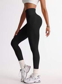 TCVC Mallas de unicolor de cintura alta para mujeres, leggings deportivos de alta elasticidad, moldeado corporal, control de abdomen de cintura alta, adecuado para deportes interiores y exteriores, yoga