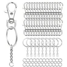 30/60pcs Christmas Keychain Swivel Clasp Hook Stainless Steel Split Key Rings And Jump Rings Bulk Keychain Lanyards, DIY Metal Keychain Making Kit, DIY Keychain Bag Pendant Craft Supplies