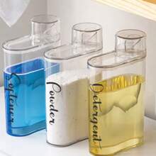 Transparent Laundry Detergent Dispenser Sealed Tank For Detergent Powder Bleach Softener Laundry Room Organization