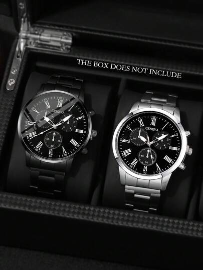 2 piezas Nuevo Reloj de cuarzo redondo para hombre, de negocios y ocio, conjunto versátil de relojes de pareja, regalo de San Valentín, Año Nuevo, cumpleaños, Navidad para amigos y familia