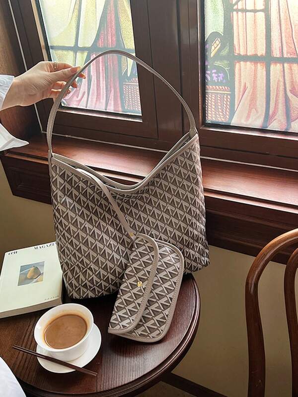 2025 Fashion 2pcs Set Shoulder Bag With Coin Purse, Printed Design Suitable For Women Daily Use, Vacation, Travel, Holiday, Date, Gift