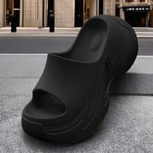 女式 9 厘米厚底舒适不累纯色时尚户外 Y2K 镂空沙滩/居家/办公室拖鞋，夏季