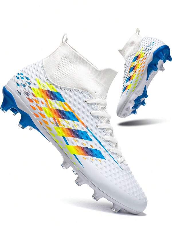 Zapatos de fútbol (tacos) para hombre, zapatillas de fútbol para césped artificial y cancha cubierta, zapatillas de fútbol de caña alta transpirables, para entrenamiento al aire libre en superficie de goma (AG)