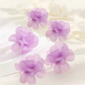 5 件女士粉色和紫色仿花迷你花蕾发夹，适合节日、派对和日常佩戴，爪夹、发夹、发夹、发夹、花朵发饰，女士度假装