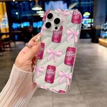 Bow-Knot 1pc Transparent Bow Drink Bottle Design Phone Case, Silicone Airbag Shock-Proof, Personalized Phone Case Compatible With IPhone 7/7Plus/8/8Plus/X/XR/XS/XS Max/11/11Pro/11Pro Max/12/12Pro/12Pro Max/13/13Pro/13Pro Max/14/14Pro/14Pro Max/14Plus/15/15Pro/15Pro Max