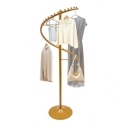 RibasuBB Modern Spiral Rotating Clothing Rack - Stylish Gold Free Standing Garment Organizer With 360° Swivel Design For Home And Boutique Use