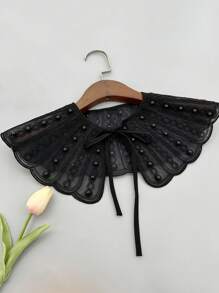 1 pieza Chal de moda versátil para mujer bordado con perlas de organza